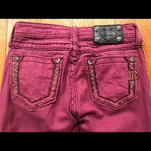 Miss Me girls 12 skinny jeans burgundy denim EUC